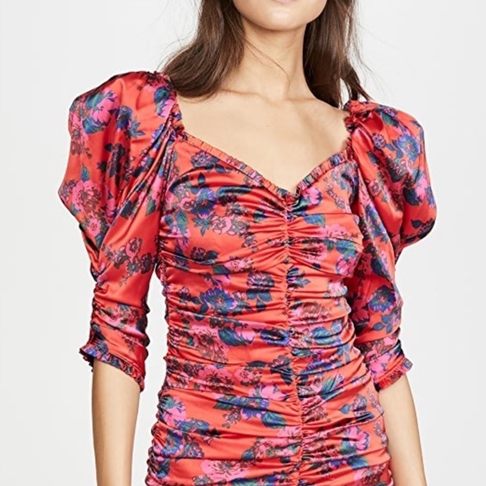 Women’s For Love & Lemons Monet floral red/pink midi dress Size XS - Picture 3 of 7